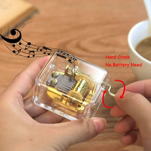 Pursuestar Happy Birthday Music Box, Clear Gold Hand Crank Musical Box for Mom/Dad/Daughter/Son - Unique Best Gifts for Christmas Wedding Mother's...