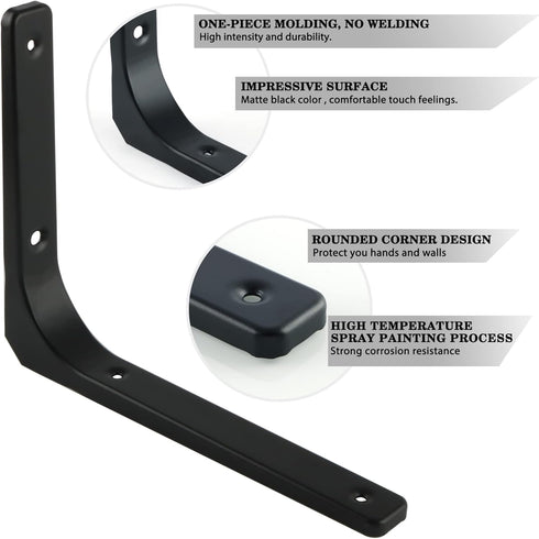SAYAYO Black Shelf Bracket, 4 x 4 Inch Heavy Duty Iron Bracket Hanging Angle Brackets Shelf Support, 6 PCS...