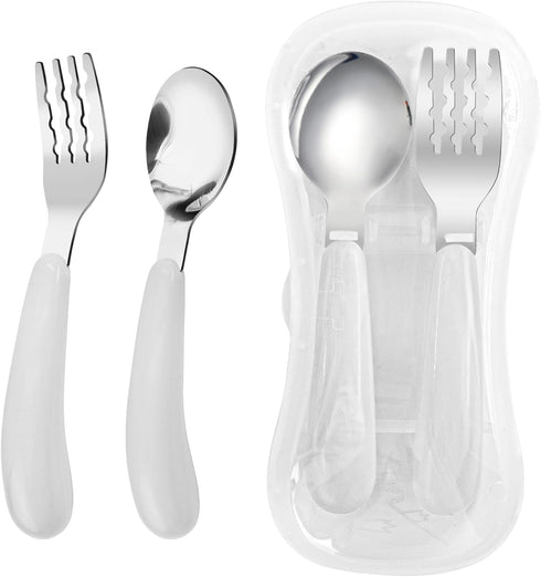 VANRA 2 Pieces Toddler Fork and Spoon Set with Travel Case 18/8 Stainless Steel Toddler Utensils Kids Silverware Children Flatware Child Cutlery S...