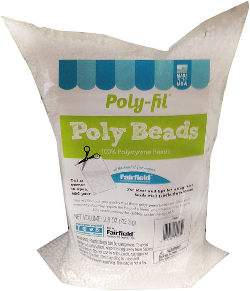 Fairfield Poly-Fil Poly Beads, Premium Polystyrene Stuffing Beads, Stuffing for Stuffed Animals, Toys, and Dolls, Ideal for Floam and Slime, Bean ...