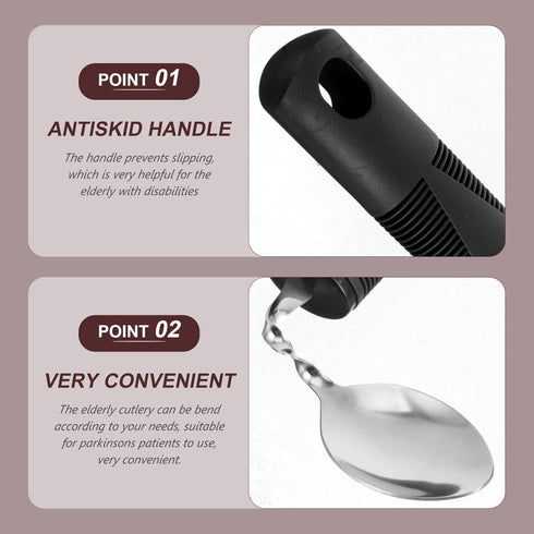 SOLUSTRE 3pcs Adaptive Utensils Easy Grip Silverware Built Up Bendable Fork Teaspoon Tablespoon Eating Feeding Utensil Assist Tableware for Elderl...