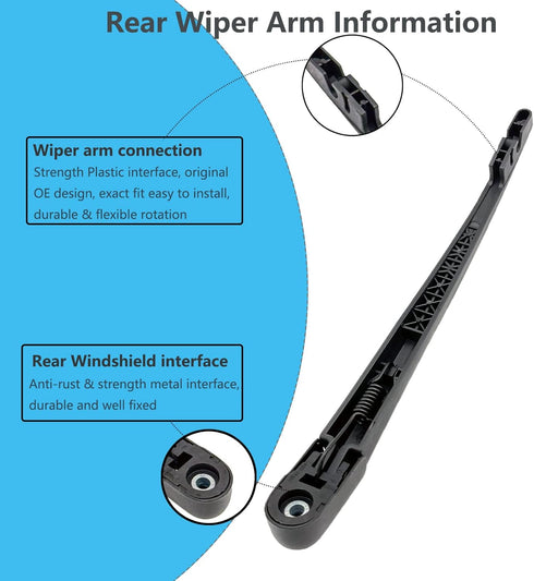 Rear Window Wiper Arm & Blade Replacement for Honda Odyssey 2011-2017 Rear Windshield Wiper Arm & Blade, Factory OE Style Rear Window Wiper Arm Bl...