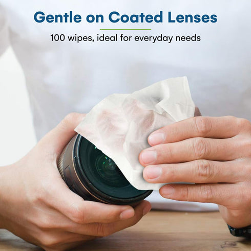 Care Touch Lens Wipes for Eyeglasses- 100 Count Individually Wrapped Pre- Moistened Wipes, 5 x 6 Inch- Camera Lens, Sunglasses and Glasses Cleaner...