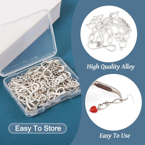 Pandahall 42Pcs Infinity Symbol Connectors Charms Alloy Heart Infinity Link Charms 7 Styles Tibetan Style Pendants for DIY Bracelet Necklace Jewel...