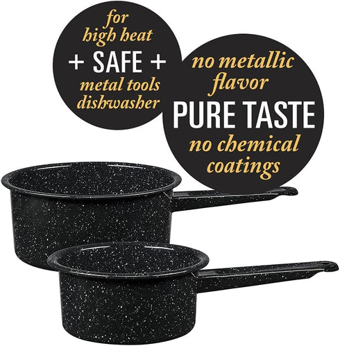 Granite Ware Non-Stick Saucepan Set with Steel Core, 1 & 2 Quart - Durable & Scratch-Resistant Pot for Soups and Sauces - Fast, Even Heating - Non...