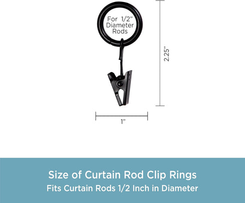 Kenney Petit Window Curtain Clip Rings, 14-Pack, Black...