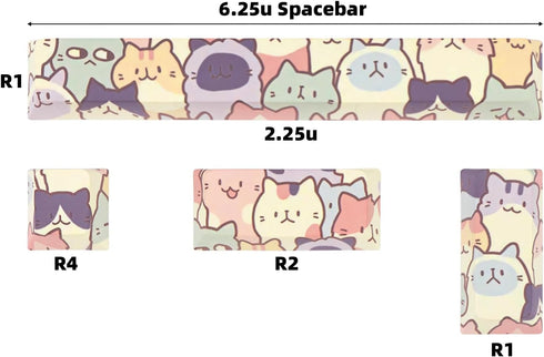 4 Keys PBT Keycaps Cute Cats Keycaps Dye Sublimation Cherry Profile Keycaps with Puller for Cherry Mx Gateron Kailh Switch Mechanical Keyboard...