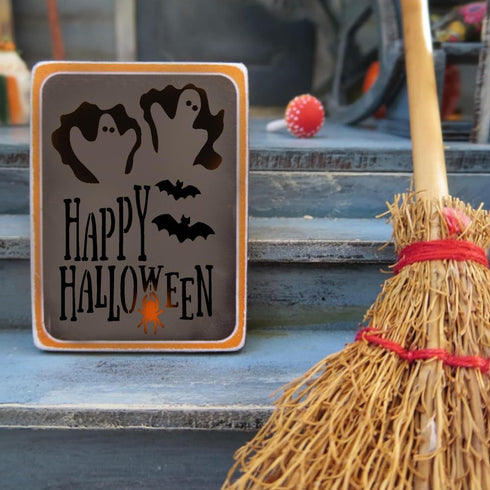 24 Pc Halloween Stencils for Painting on Wood (3x3 inch) - Holiday & Fall Stencils for Crafts Reusable for DIY Ornaments Ghost Decorations – Small...