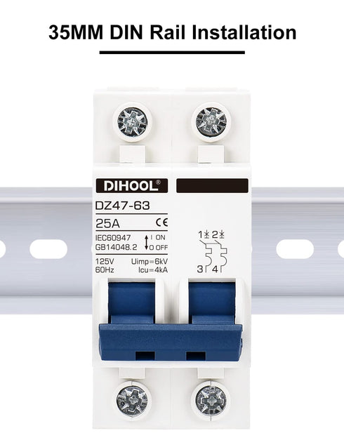 DIHOOL Miniature Circuit Breaker DIN Rail Mount 25 Amp 2 Pole AC 110V Low Voltage disconnect switch...