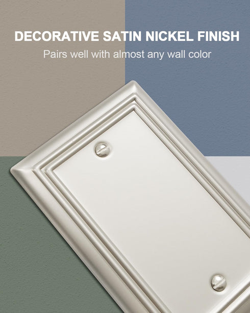 2-Pack Blank Wall Plate, Durable Metal No Device Outlet Cover, Satin Nickel, 3.15''*4.88'', Midsize...