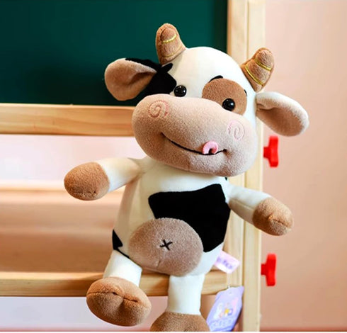 Cow Plush Toy Cow Stuffed Animal Cute Soft Plush Cow Toy Cow Doll 12 Inch for Kids,Toddlers (Black and white naked cattle)...
