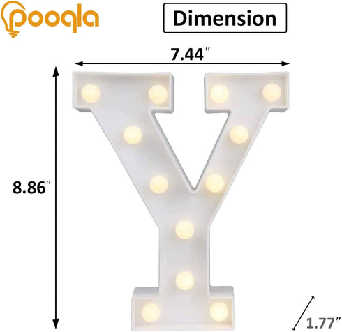 Pooqla LED Marquee Letter Lights Sign, Light Up Alphabet Letter for Home Party Wedding Decoration Y...