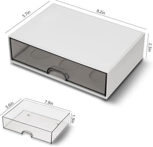 Desk Organizer Drawer, Clear Plastic Desk Storage Box, Desktop Organization for Office Supplies, Gel Pens, Pencils, Markers, Tape, Erasers, Paperc...