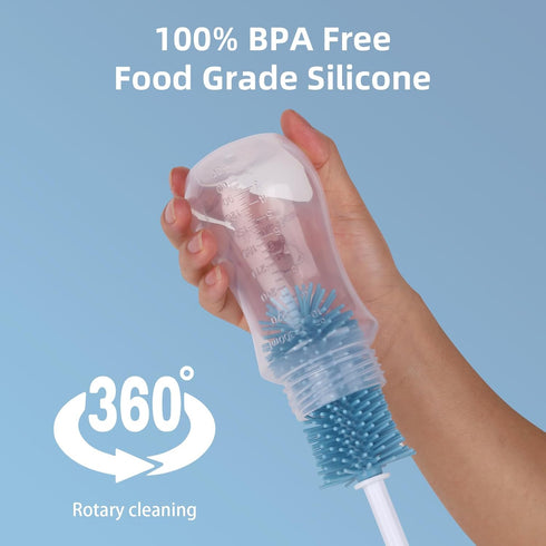 Portable Bottle Brush Set - Baby Bottle Cleaner Kit with Silicone Brush, Nipple Brush, Straw Brush, Bottle Cleaning Tool for Home and Travel...