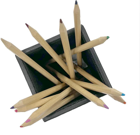 UnionBasic Square Pen Holder, Leather Pencil Cup, Desktop Caddy Stationery Organizer, Black...