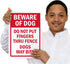SmartSign 14 x 10 inch “Beware of Dog - Do Not Put Fingers Thru Fence, Dogs May Bite” Metal Sign, 40 mil Laminated Rustproof Aluminum, Red and Whi...