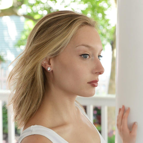 Mariell Cubic Zirconia Crystal Stud Earrings, 2 Carat Round CZ Solitaire, Imitation Diamond Earrings....