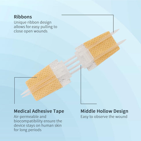 SEABIRD Zip Sutures Wound Closure Device, Emergency Laceration Kit, Bandages with Steri Strips Pack of 2, Painless Laceration Repair without Stitc...