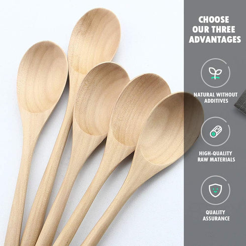 AOOSY Wooden Spoons for Cooking, 9 Inches 6 Pieces Japanese Natural Ellipse Wooden Spoon Set for Cooking Mixing Stirring Honey Tea Soda Dessert Co...
