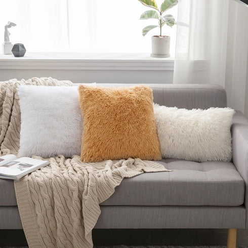 MIULEE Pack of 2 Decoration Luxury Faux Fur Throw Pillow Covers Winter Cute Deluxe Decorative Plush Pillow Case Cushion Cover Shell for Sofa Bedro...