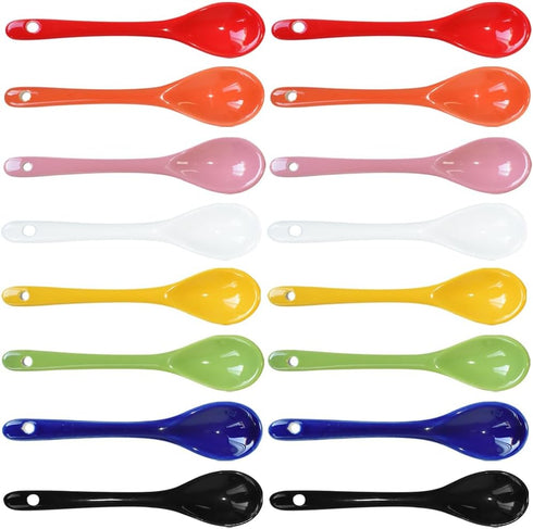 2 sets of each 8 Color Porcelain Egg Spoons Ceramic Spoons 5 inch Coffee Dessert Yogurt Tea Milky Tea...