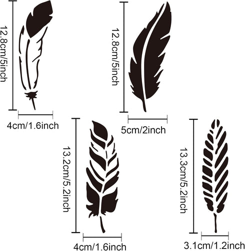 2pcs Feather Stencils Feather Painting Drawing Stencils 8.3×11.7inch Decorative Stencils for Painting on Walls Canvas Wood Furniture Crafts...