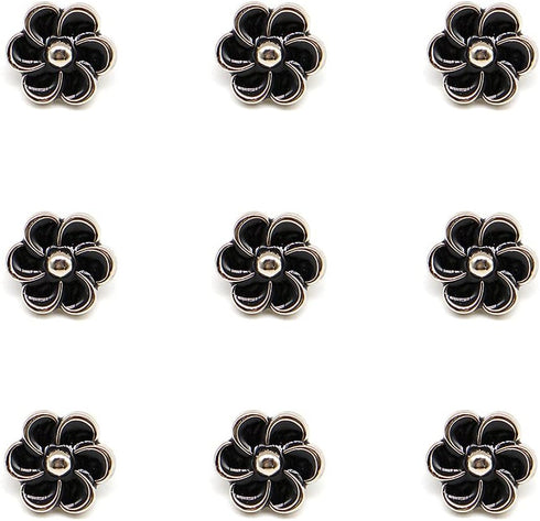 Enamel Black Plum Flower Shank Sewing Buttons 20 Pcs - 11.5mm, 15/32"...
