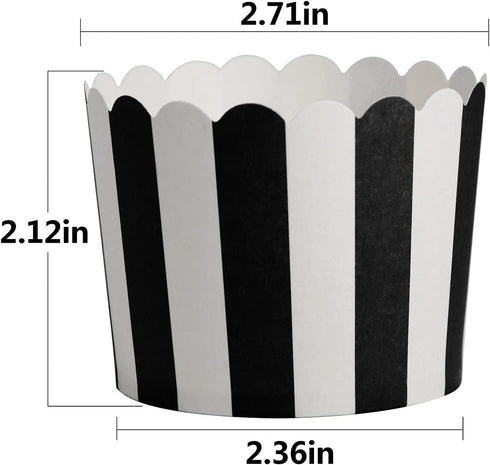 100 Pack Muffin Liners Baking Paper Cups Black and White Stripes Cupcake Liners Elegent Muffins Baking Cups Cupcake Wrappers for Birthday Parties,...