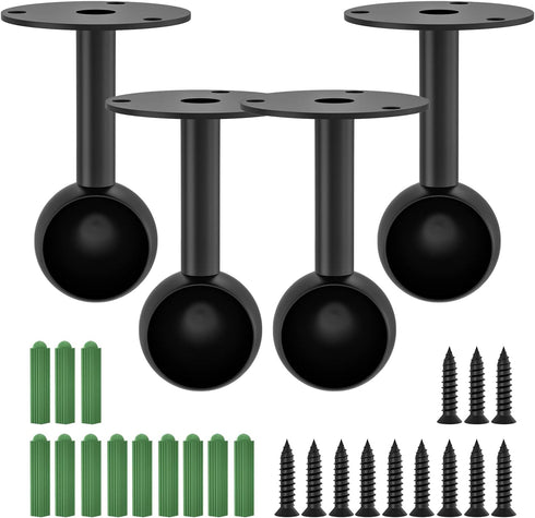 Aopin Closet Rod Brackets with Matte Black Finish - 19mm / 0.75" Wardrobe Supports, Curtain End Flange Holder - Stainless Steel Closet Pole Socket...