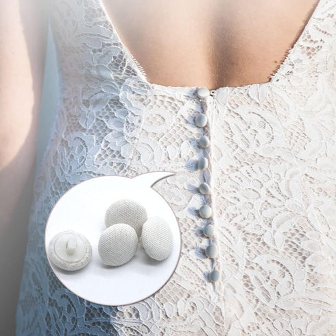 Satin Buttons, White Fabric Covered Button with Shank 10Pcs Round Satin Sewing Buttons for Tuxedo Wedding Dress Lace Bridal Blouse 12.5mm Craft Bu...