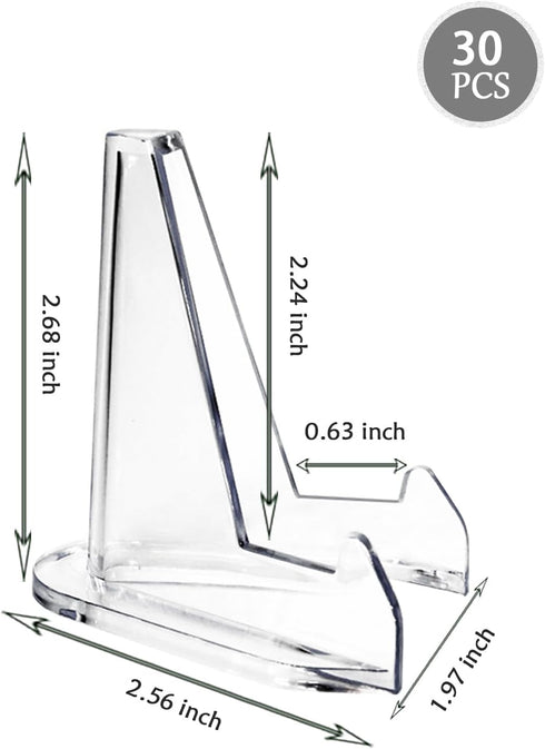 30 Packs card stands for sports cards, Clear Acrylic Easel Stands 2.68 Inch Coin Display Stand for Baseball Card Trading Cards Medals Pockets Watc...