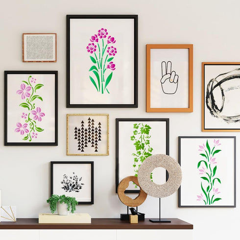14PCS Leaves Stencils for Crafts Flowers Reusable Stencils for Painting Vines Stencils for DIY Crafts Texture Reusable Drawing Templates Stencils ...