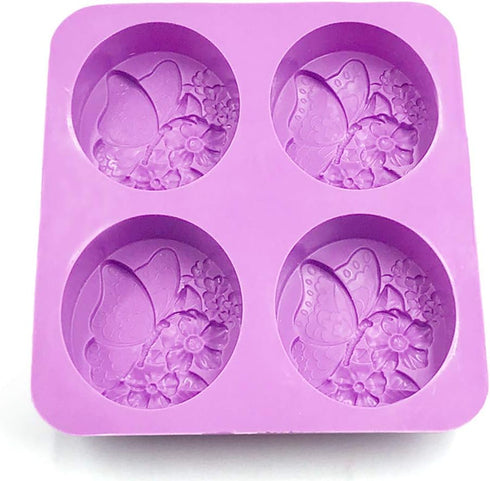 EchoDone 4 Cavities Oval Butterfly Flower Silicone Soap Mold DIY Handmade Silicone Molds for Soap Candle Bath Bomb Lotion Bar Cold Process Making ...