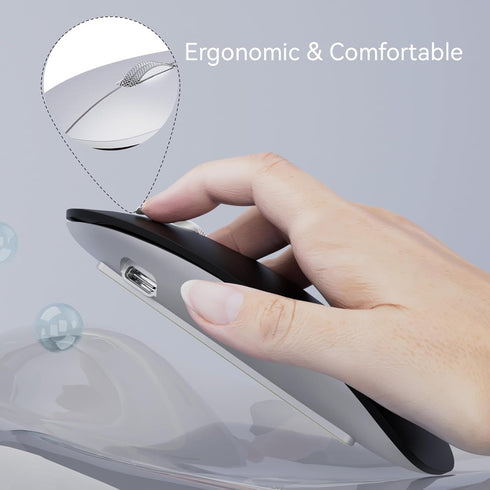 Uiosmuph G11 Wireless Mouse, USB C Rechargeable Computer Mouse, Slim Silent Mice 2.4GHz Optical with USB Nano Receiver and Type C Receiver for Lap...