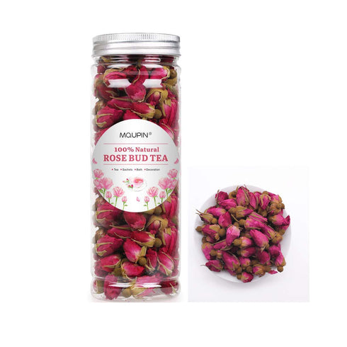 MQUPIN Rose Bud Tea Dried Red Rose-100% Natural Pure Flower Edible Buds Tea Culinary Food Grade Red Rosebud for Drinking DIY Gift(Red Rosebud (90g...