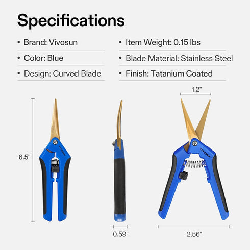 VIVOSUN 3-Pack 6.5 Inch Gardening Scissors Hand Pruner Pruning Shear with Titanium Coated Curved Precision Blades...