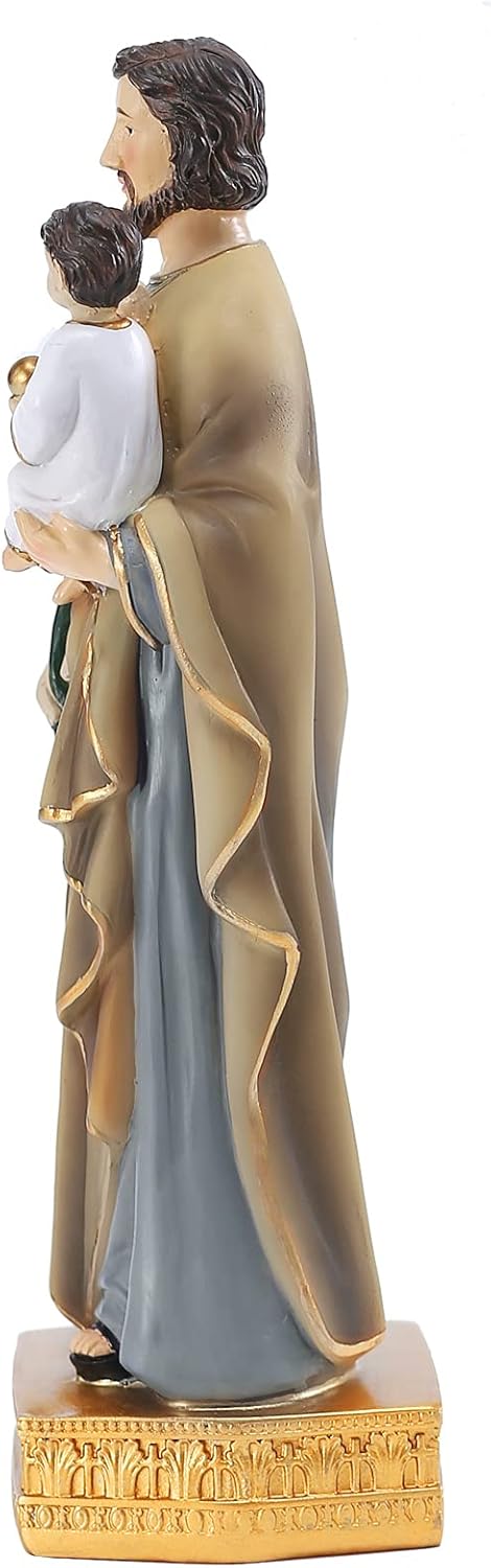 Galiyen St. Joseph and Child Jesus Statues, Hand-Crafted 8 Inch Saint Joseph Resin Figurines, Catholic Religious Renaissance Collection Decoration...