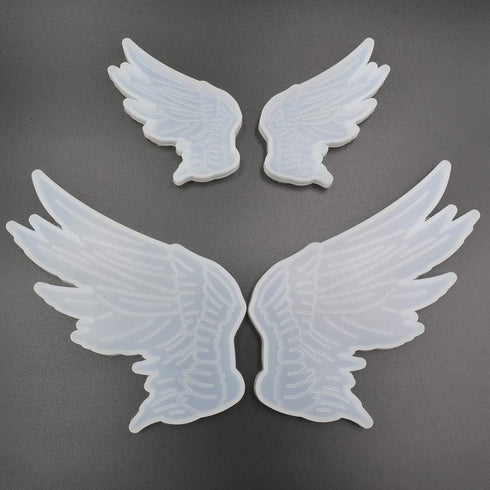 2Pairs Angel Wings Molds Left & Right Wings Epoxy Resin Casting Silicone Mold, 1Pair Large 3.5 x 1.8" & 1Pair Small 2.2 x 1.1"...