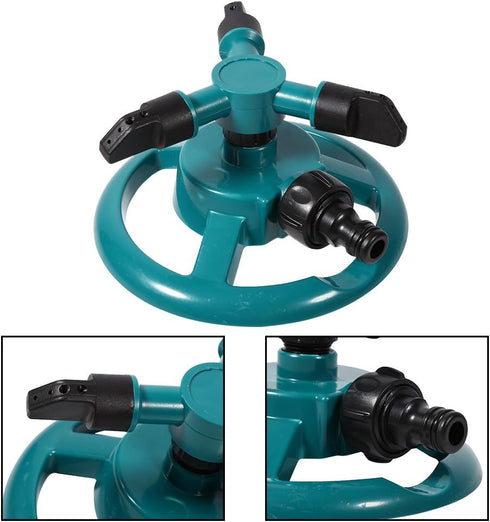 ViaGasaFamido Garden Sprinkler Automatic 360° Circle Rotating Watering Sprinkler Irrigation System Lawn Sprinkler with 3 Nozzle Pipe Hose for Yard...