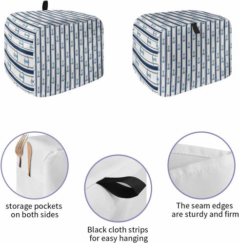 Nautical Anchor 2 Slice Toaster Cover Small Appliance Cover Toaster Dustproof Fingerprint Protectors Machine Washable, Black White Geometric Strip...