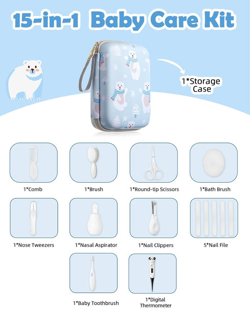 Lictin Baby Grooming and Health Kit, Safety Care Set, Newborn Nursery Health Care Set with Hair Brush,Comb,Nail Clippers and More for Newborn Infa...