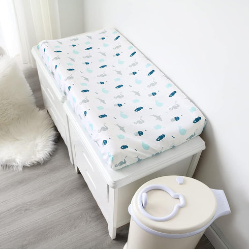 Changing Pad Cover for Boys Girls 2 Pack, Comfy & Breathable Changing Table Cover for 32''x16" Changing Table Pads, Diaper Changing Pad Cover, Din...