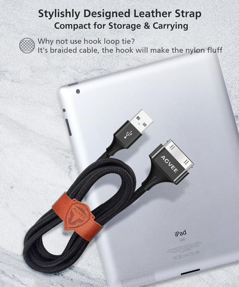 AGVEE 2 Pack 6ft for Old iPhone 4S Charging Cable, MFI Certified 30 Pin Braided Heavy Duty Fast Durable Charger Cord, Compatible with iPhone 4/4S ...