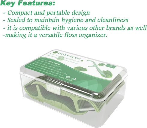 Holy Rose Dental Floss Picks Portable Case 3 Box,50 Count/Box with Twin-Line Flosser 150 Count,Mint Flavor,Dual Action Clean Oral System,is Perfec...