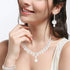 Urieo 3 PCS Pearl Bridal Jewelry Set Silver Rhinestone Necklace Drop Earrings Bangle Bracelet Elegant Costume Wedding Jewelry Accessories Prom Par...