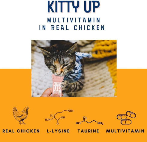 Lickable Cat Treat Pouches for Indoor Cats - All Natural Chicken Puree Tube Treats - Kitten and Senior Soft Wet Cat Food - Grain Free, Lysine, Tau...