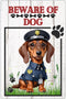 Beware of Dog Sign Funny Guard Dog Tin Sign Gift Security Metal Signs Dog Warning Signs for Fence Garden Yard Garage Gate Wall Decor 8x12 Inches...