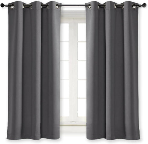 NICETOWN Blackout Curtain Blind for Bedroom Thermal Insulated Grommet Blackout Room Darkening Drape/Drapery (Single Panel, W42 x L63 inches, Grey/...