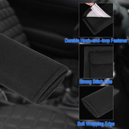 X AUTOHAUX 4pcs Universal Black Car Safety Seat Belt Pads Cover with Soft Polyester Fiber Auto Seatbelt Shoulder Pad for More Comfortable Driving...