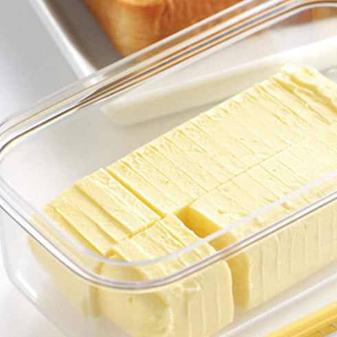 Butter Dish with Lid, Plastic Rectangle Butter Keeper with Cutter for Easy Cutting and Storage, Butter Container Butter Box Case for Countertop or...
